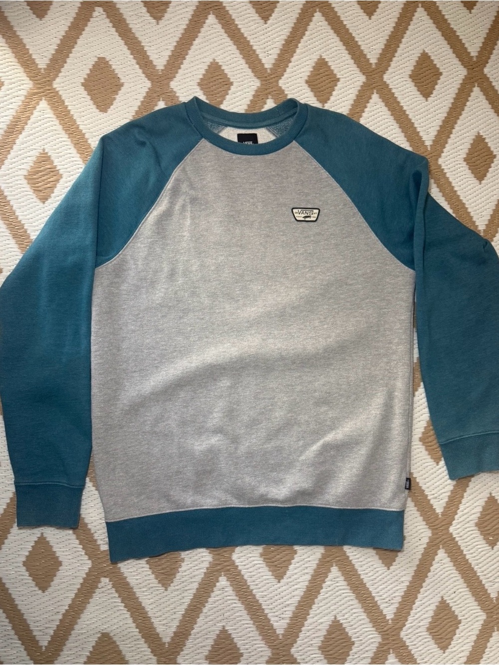 Vans Teal and Gray Raglan Crewneck Sweatshirt